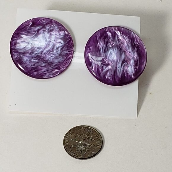 Women's Stunning Circle Purple Stud Earrings - Eye-Catching and Elegant - Picture 5 of 7